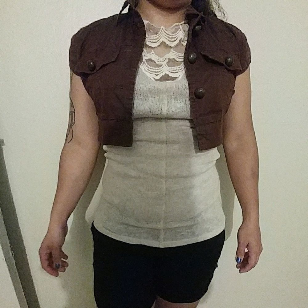 Brown Shortsleeve Half Jacket